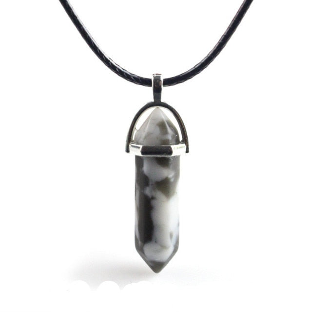 sengpan Christmas gifts ideas Natural Stone Necklace Hexagonal Column Pendant Natural Crystal Pendants Hexagonal Column Bullet Hexagonal Necklace Women