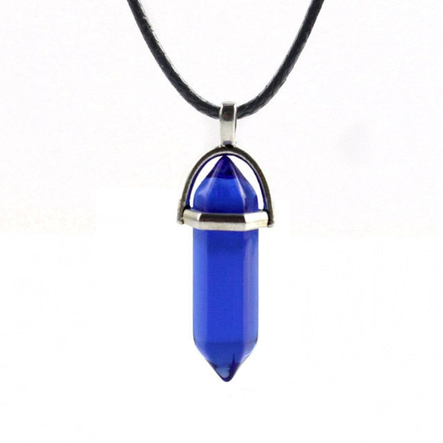 sengpan Christmas gifts ideas Natural Stone Necklace Hexagonal Column Pendant Natural Crystal Pendants Hexagonal Column Bullet Hexagonal Necklace Women