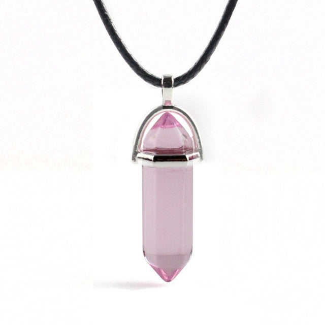 sengpan Christmas gifts ideas Natural Stone Necklace Hexagonal Column Pendant Natural Crystal Pendants Hexagonal Column Bullet Hexagonal Necklace Women