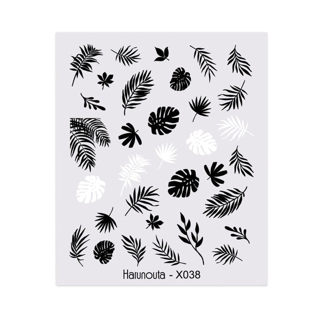 sengpan Summer Tropical Beach Coconut Tree Slippers 3D Nail Sticker Leaves Shell Transfer Decals Slider Decoration Manicures