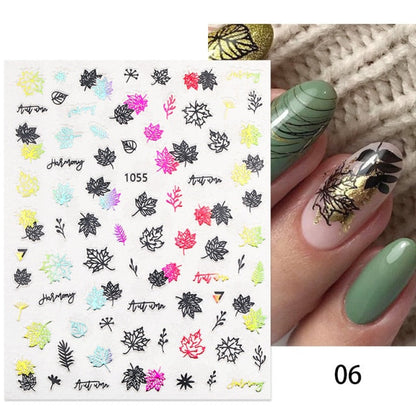 sengpan Summer Tropical Beach Coconut Tree Slippers 3D Nail Sticker Leaves Shell Transfer Decals Slider Decoration Manicures