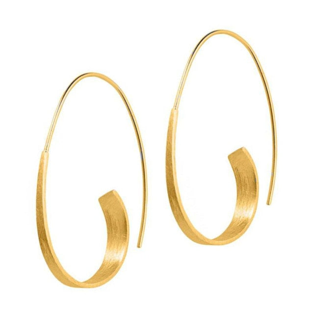 sengpan Christmas wishlist New Simple Gold Silver Color Indian Hoop Earring with Satin Finish Earrings for Women Fashion Statement Brincos Jewelry Gift