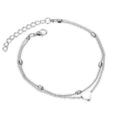 sengpan Christmas gifts ideas Bohemian Silver Color Anklet Bracelet On The Leg Fashion Heart Female Anklets Barefoot For Women Leg Chain Beach Foot Jewel