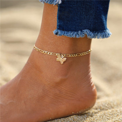 sengpan Bohemian Gold Butterfly Anklets For Women Fashion Siilver Color Beads Anklet Summer Beach Ankle Bracelet Foot Chain Jewelry