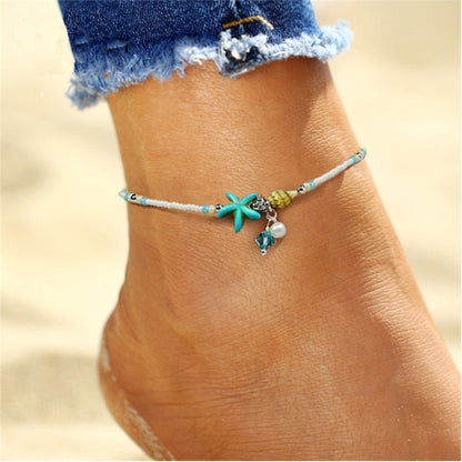 sengpan Bohemian Gold Butterfly Anklets For Women Fashion Siilver Color Beads Anklet Summer Beach Ankle Bracelet Foot Chain Jewelry