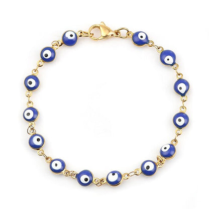 sengpan Hot Sale 304 Stainless Steel Bracelets Turkish Eye Bracelets Colorful Enamel Evil Eye Bracelet For Women Man Jewelry Gifts