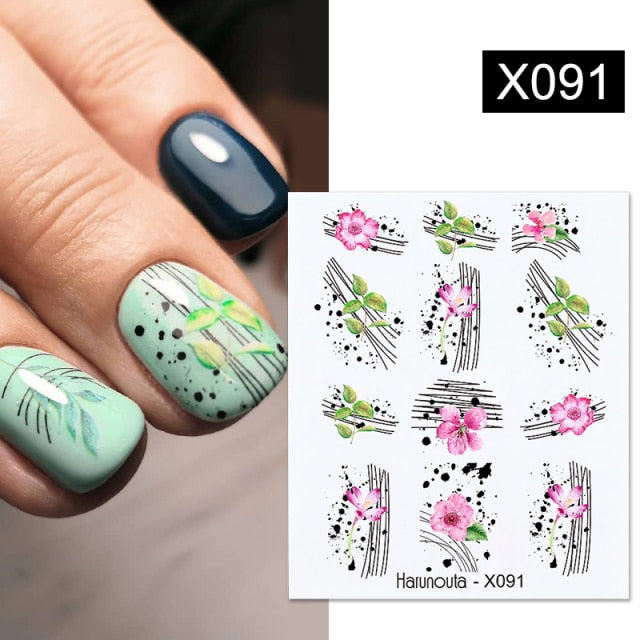 sengpan Christmas gifts ideas Harunouta Ink Blooming Marble Water Decals Flower Leaves Transfer Sliders Paper Abstract Geometric Lines Nail Stickers Watermark