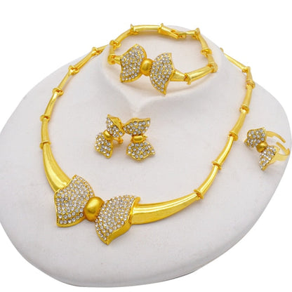 sengpan Gold Jewelry Sets Women Necklace Earrings Dubai African Indian Bridal Accessory flowers Jewelry sets Necklace