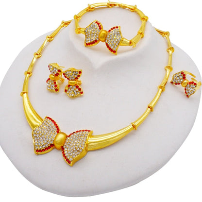 sengpan Gold Jewelry Sets Women Necklace Earrings Dubai African Indian Bridal Accessory flowers Jewelry sets Necklace