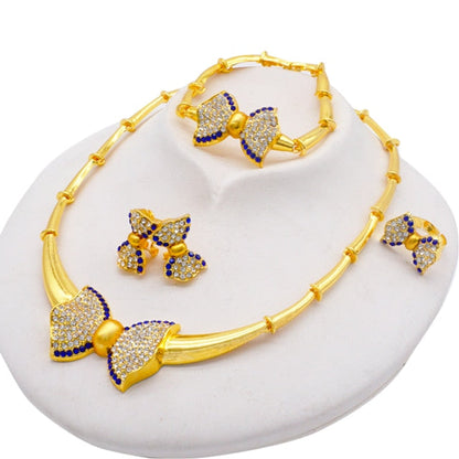 sengpan Gold Jewelry Sets Women Necklace Earrings Dubai African Indian Bridal Accessory flowers Jewelry sets Necklace