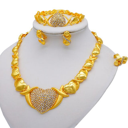 sengpan Gold Jewelry Sets Women Necklace Earrings Dubai African Indian Bridal Accessory flowers Jewelry sets Necklace