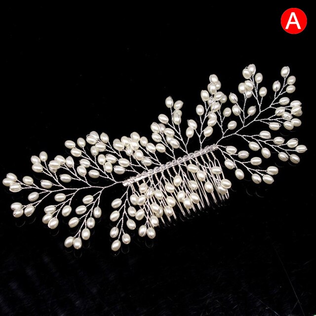 sengpan Christmas gifts for her Wedding Elegant Crystal Bride Hair Comb Headwear Flashing Ornaments Rhinestone Pearl Bridal Hair Clip Accessories Jewelry