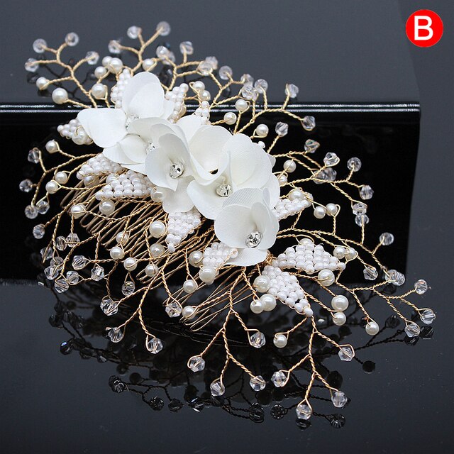 sengpan Christmas gifts for her Wedding Elegant Crystal Bride Hair Comb Headwear Flashing Ornaments Rhinestone Pearl Bridal Hair Clip Accessories Jewelry