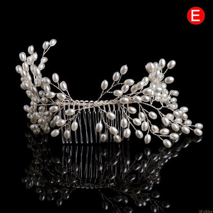 sengpan Christmas gifts for her Wedding Elegant Crystal Bride Hair Comb Headwear Flashing Ornaments Rhinestone Pearl Bridal Hair Clip Accessories Jewelry