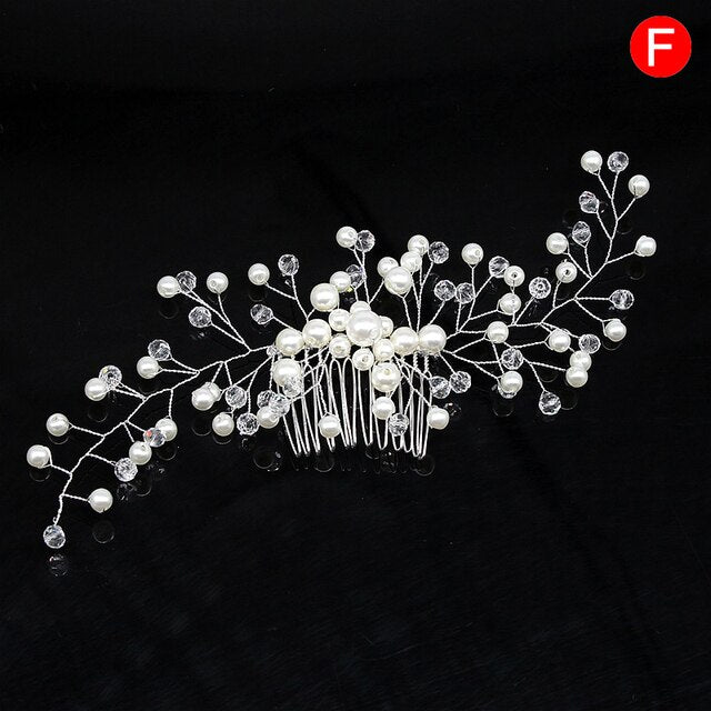 sengpan Christmas gifts for her Wedding Elegant Crystal Bride Hair Comb Headwear Flashing Ornaments Rhinestone Pearl Bridal Hair Clip Accessories Jewelry