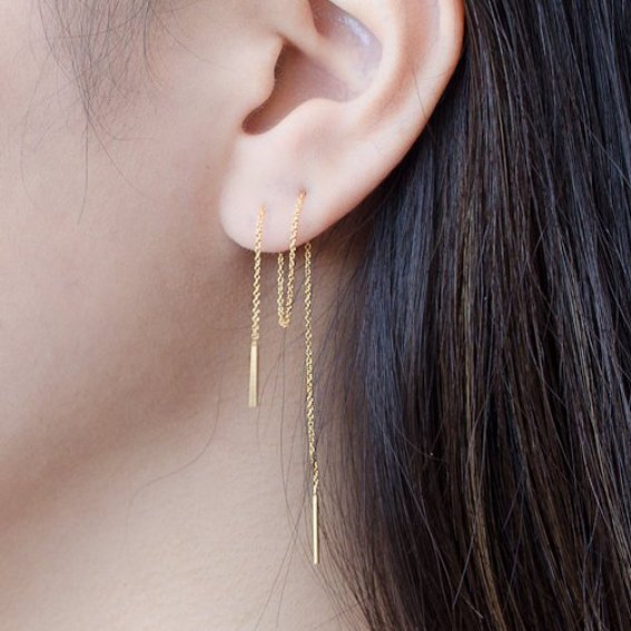 sengpan 1 PC Ear Clip Long Tassel Earrings for Women  Zircon Ear Cuff Earring Ear Line Fashion Jewelry Gift