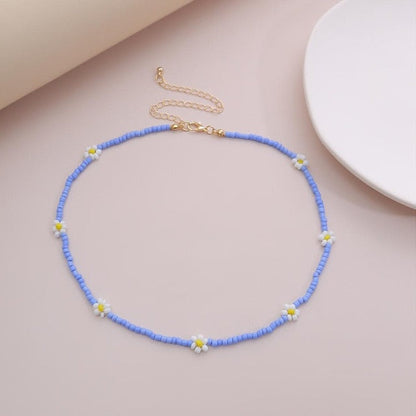 sengpan Christmas wishlist New Korean Sweet Colorful Little Daisy Acrylic Flowers Boho Beaded Clavicle Necklaces for Women Girls Jewelry