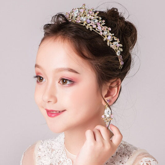 sengpan Christmas gifts ideas Children's Crown Headdress Princess Girl's Crown Child Headband Stage Flower Girl Head Flower Wreath Ornament