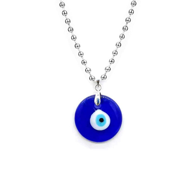 sengpan gifts hot sale new Antique 25MM 30MM 35MM Deep Sea Blue Evil Eye Pendant Necklace Turkish Blue Eye Choker Glass Eye Leather Rope Chain Jewelry Gift