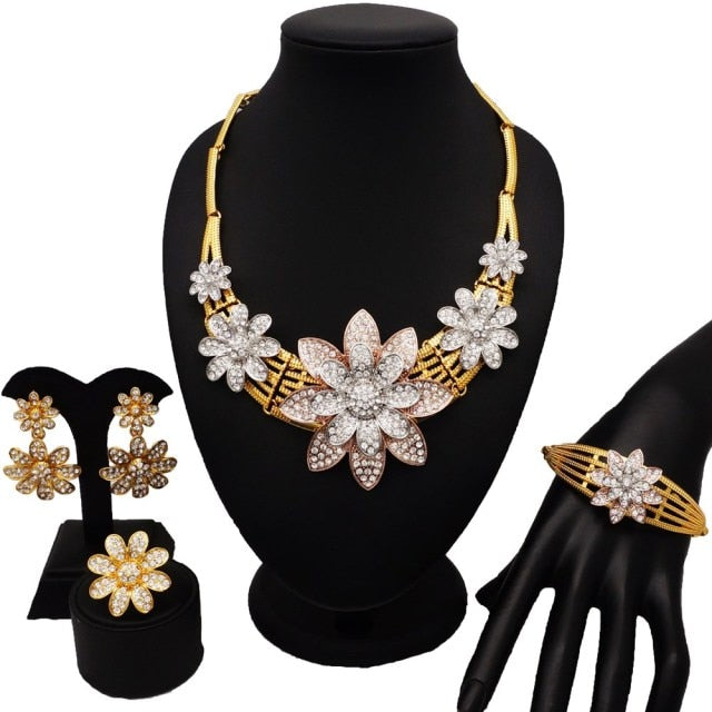 sengpan  jewelry for women Dubai 24k Gold Big Jewelry Sets Women Wedding Long Necklace Ethiopian Set Traditional Long Jewellery