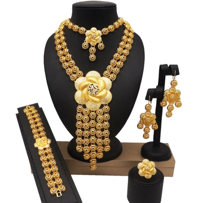 sengpan  jewelry for women Dubai 24k Gold Big Jewelry Sets Women Wedding Long Necklace Ethiopian Set Traditional Long Jewellery