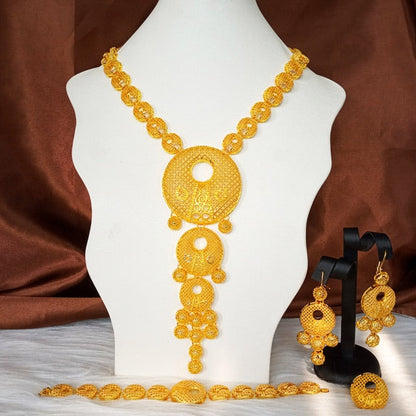 sengpan  jewelry for women Dubai 24k Gold Big Jewelry Sets Women Wedding Long Necklace Ethiopian Set Traditional Long Jewellery