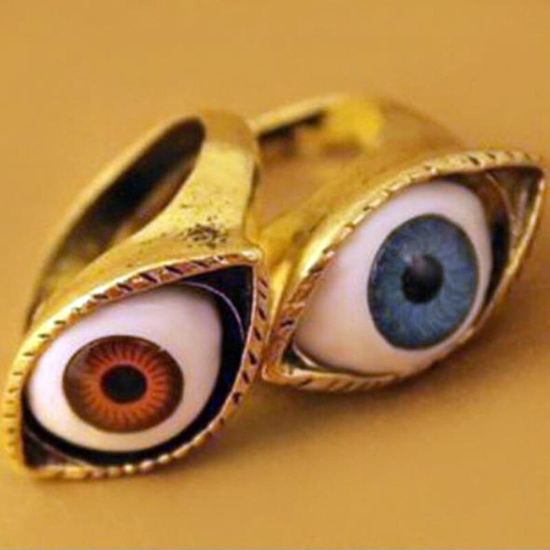 sengpan Classic Vintage Turkey Evil Eye Finger Ring Eyeball Punk Goth Jewellery Halloween Gift Fashion Ring for Men Women