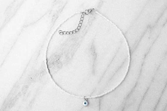 sengpan Baby Blue Evil Eye Beaded Choker Necklace