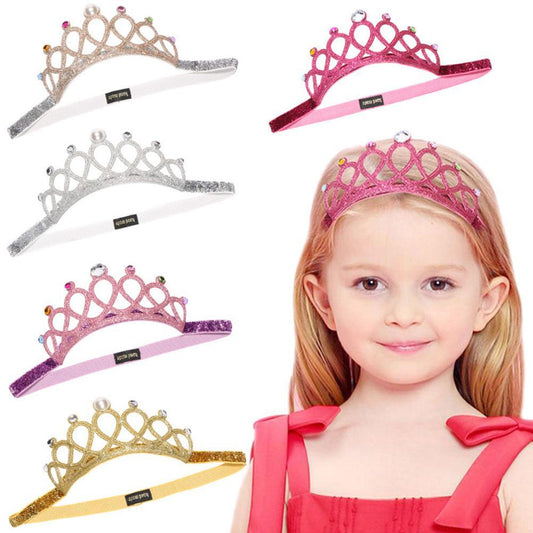 sengpan Christmas gifts ideas Child Rhinestones Princess Headband Elastic Hair Crown Headband Tiara Kids Headwear For Girls Kids Gift Accessory Party