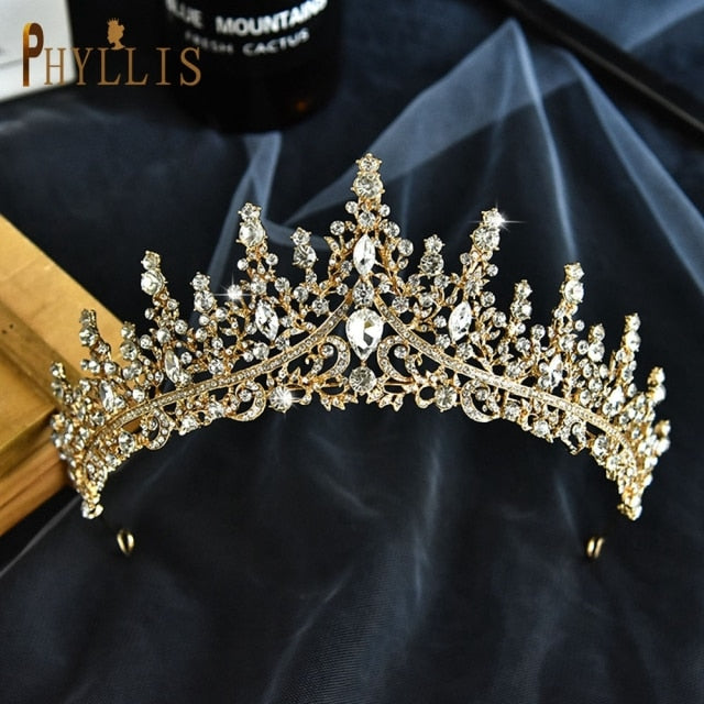 sengpan Christmas wishlist A158 New Golden Bride Crown Princess Headwear Birthday Rhinestone Headband Wedding Hair Jewelry Bridal Tiaras Vintage Headpieces