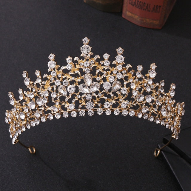 sengpan Christmas wishlist A158 New Golden Bride Crown Princess Headwear Birthday Rhinestone Headband Wedding Hair Jewelry Bridal Tiaras Vintage Headpieces