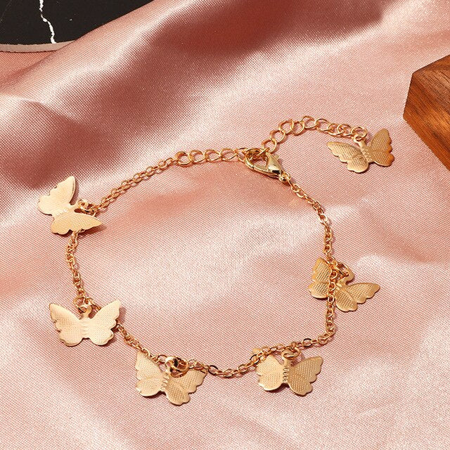 sengpan Christmas gifts for her Fashion Butterfly Anklets for Women Gold Silver Color Chain Ankle Bracelet on The Leg Beach Bohemian Foot Jewelry