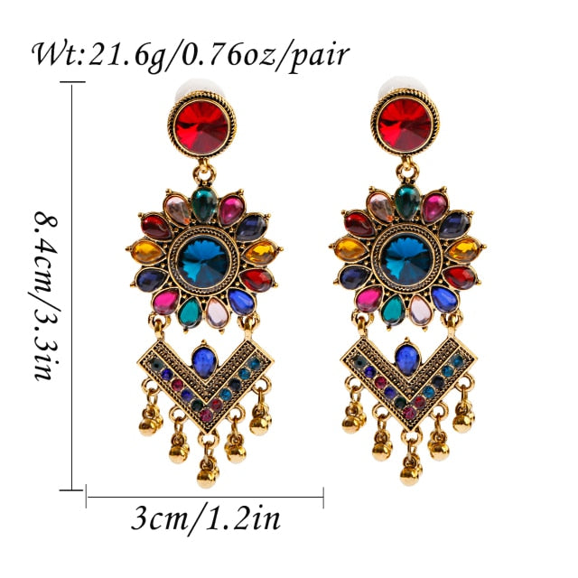 sengpan Christmas wishlist Retro Indian Jewelry Jhumka Jhumki Drop Earrings Gypsy Gold Silver Color Tassel Earrings For Women Fashion Jewelry