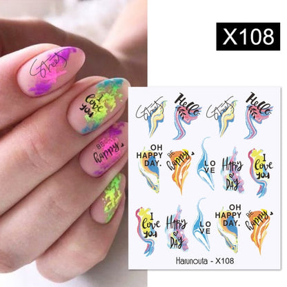 sengpan Christmas gifts ideas Harunouta Ink Blooming Marble Water Decals Flower Leaves Transfer Sliders Paper Abstract Geometric Lines Nail Stickers Watermark