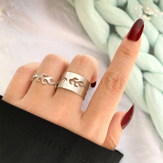 sengpan father's day gifts  Trendy Gold Silver Color Flame Rings For Women Men Lover Couple Rings Set Friendship Engagement Wedding Open Rings Jewelry