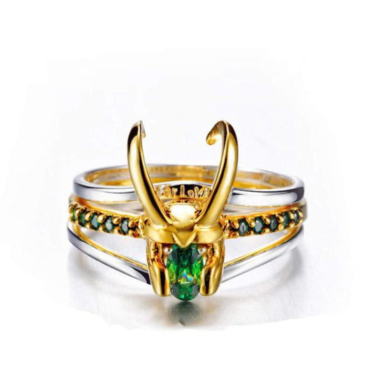 sengpan CHEISTMAS gifts for her Disaster Prevention Jewelry Movie Superhero Thor Loki Helmet Pack of 3 Stacking Unisex Gold-plating Rings Men Charm Jewelry Women Valentine's Day Gift