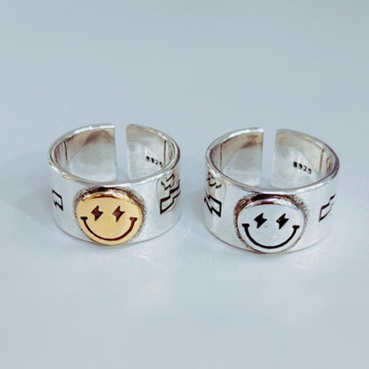 sengpan Christmas gifts ideas Vintage Punk Cute Smile Face Opening Rings For Women Female Charm Preppy Jewelry Men Knuckle Ring Fashion Party Gifts Wholesale