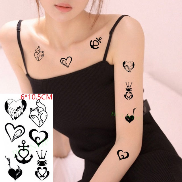 sengpan Waterproof Temporary Tattoo Sticker Flame Love Heart Flower Star Element Body Art Fake Tatto Flash Tatoo on finger for Men Women