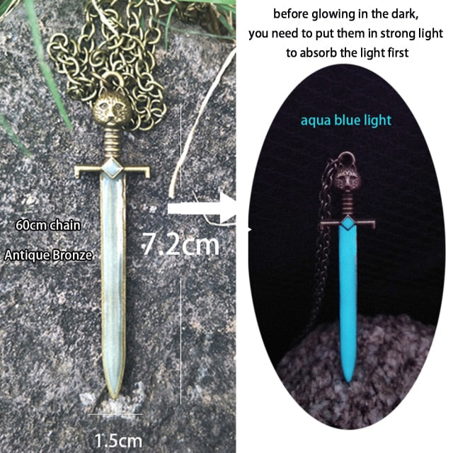 sengpan Christmas wishlist Luminous Glowing Arrow Pendant Necklace Knight Spear Necklace Glow In The Dark Pike Necklace for Women Men Halloween Gift