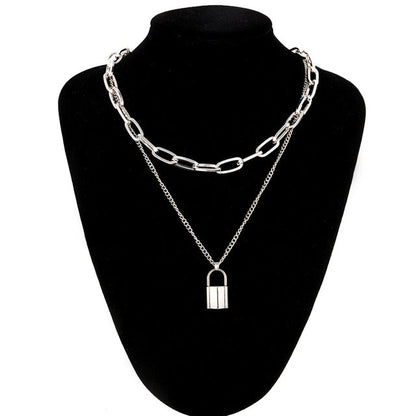 sengpan Layered Chain Necklace Moon Lock Goth Accessories Grunge Fairy Core Choker Aesthetic Y2k E Girl  Halloween Jewelry