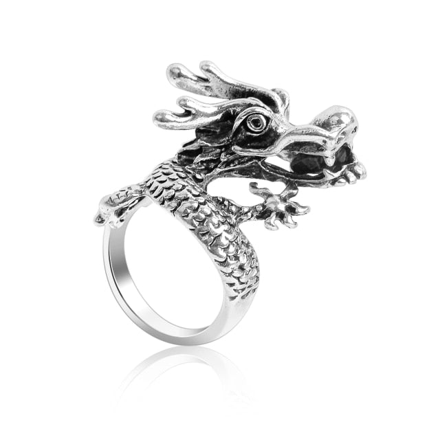 sengpan jewelry gifts for women hot sale new Retro Punk Snake Dragon Ring for Men Women Exaggerated Antique Siver Color Opening Adjustable Rings Anillo Hombre Bijoux