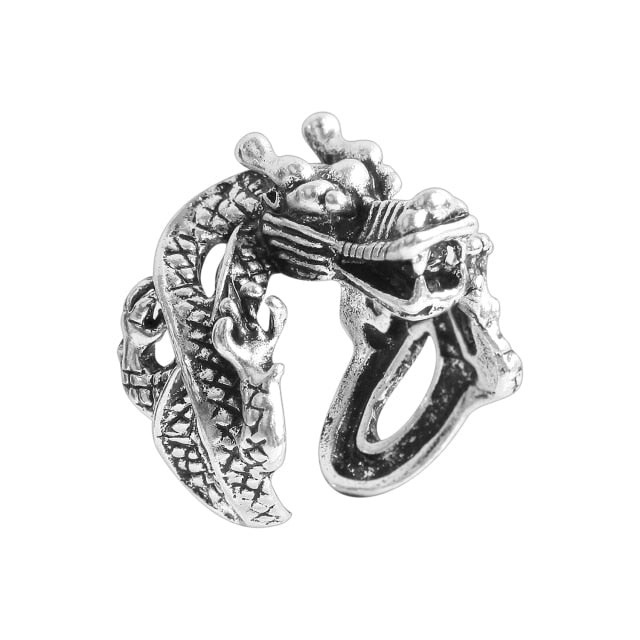 sengpan jewelry gifts for women hot sale new Retro Punk Snake Dragon Ring for Men Women Exaggerated Antique Siver Color Opening Adjustable Rings Anillo Hombre Bijoux