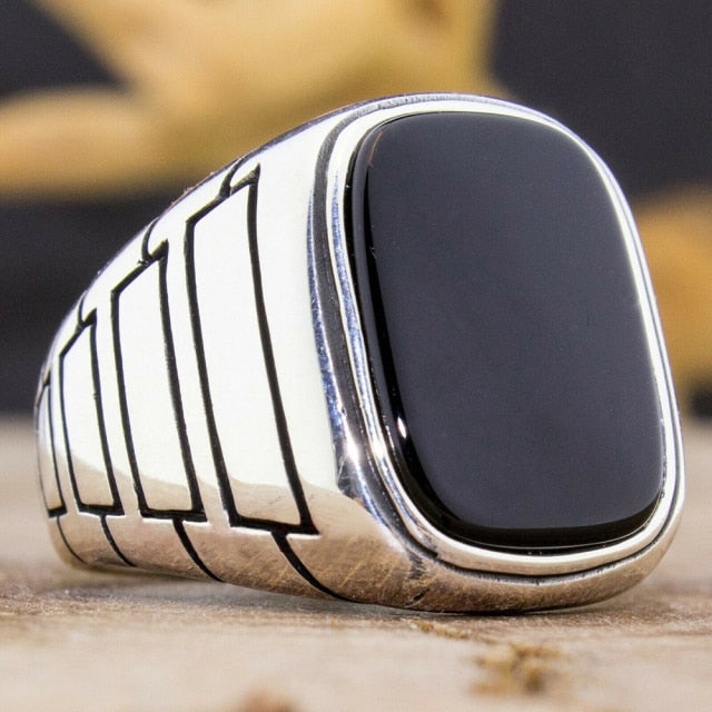 sengpan father's day gifts  Retro Handmade Turkish Ring For Men Vintage Double Swords Black Zircon Rings Punk Trendy Islamic Religious Muslim Jewelry