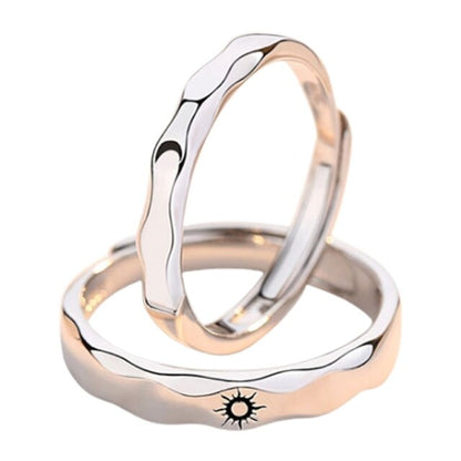 sengpan Christmas wishlist 2 sets of sun and moon matching couple friendship lover opening adjustable ring ring set ring suitable for Christmas gifts