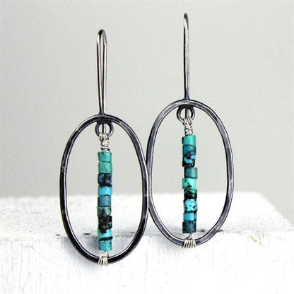 sengpan Christmas gifts for her hot sale new Vintage Indian Tribal Green Resin Dangle Earrings Bohemian Big Long Hollow Drop Earrings For Women Hippie Brincos Jewelry