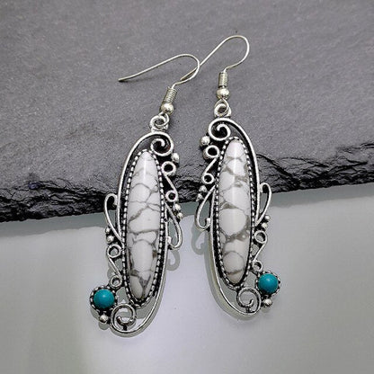 sengpan Christmas gifts for her hot sale new Vintage Indian Tribal Green Resin Dangle Earrings Bohemian Big Long Hollow Drop Earrings For Women Hippie Brincos Jewelry