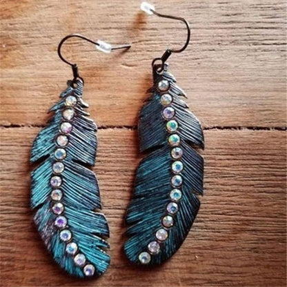 sengpan Christmas gifts for her hot sale new Vintage Indian Tribal Green Resin Dangle Earrings Bohemian Big Long Hollow Drop Earrings For Women Hippie Brincos Jewelry