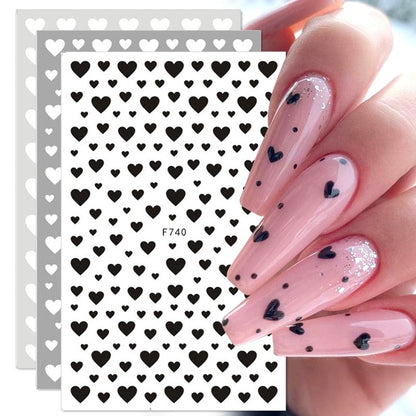 sengpan CHEISTMAS gifts for her 1PC 3D Nail Stickers Black Heart Love Self-Adhesive Slider Letters Nail Art Decorations Stars Decals Manicure Accessories