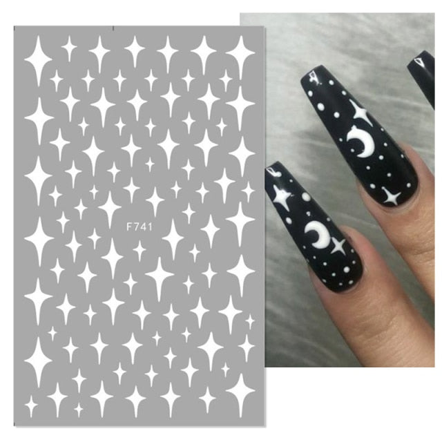 sengpan CHEISTMAS gifts for her 1PC 3D Nail Stickers Black Heart Love Self-Adhesive Slider Letters Nail Art Decorations Stars Decals Manicure Accessories