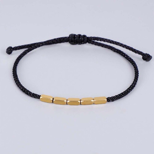 sengpan Buddhist Creative Irregular Copper Beads Red Black Rope Pulling Bracelet For Women Men Handmade Knots Thread Bracelets